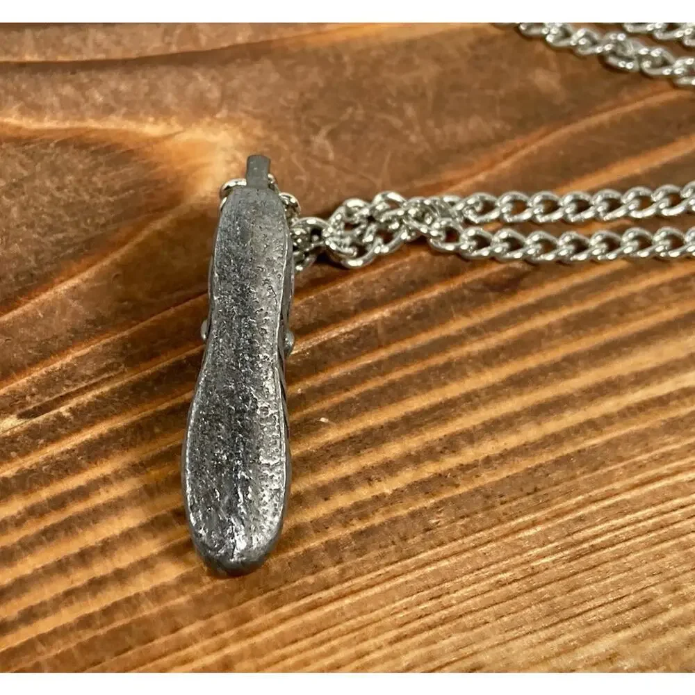 VTG Avon Pewter 1979 Fast Track Shoe Pendant Chain Necklace 20.5”